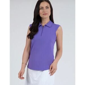 IBKUL Plum Solid Sleeveless Golf Polo 1/4 Zip Top Size XL